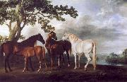 George Stubbs Mares and Foals in a Landscape. oil painting on canvas